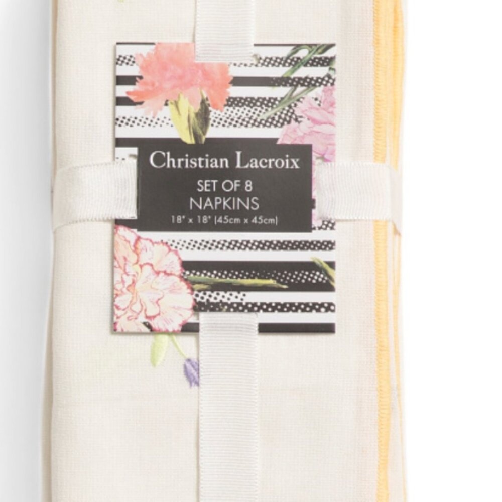 Floral Embroidered Napkins Assorted Designs - Set of 8 CHRISTIAN LACROIX